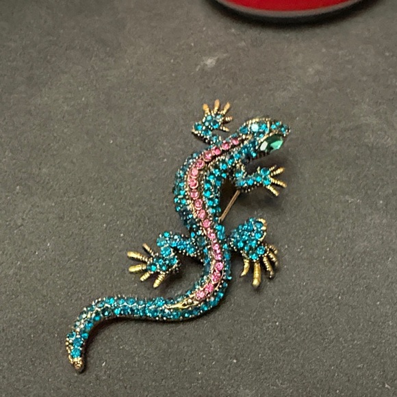 Colorful Jeweled Lizard Brooch Or Pendent - Picture 4 of 7